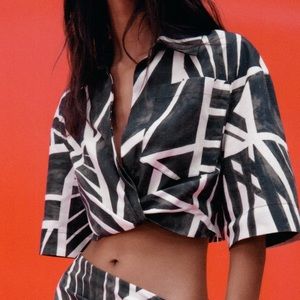 Zara Cropped Print Top